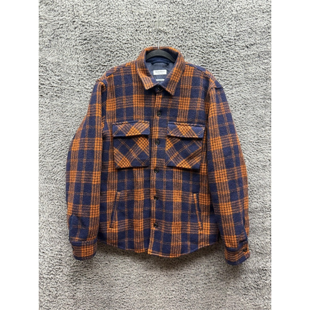 Presidents Twenty-Two Plaid Wool Button-Up Jacket Blue Navy Check Mens Size XL